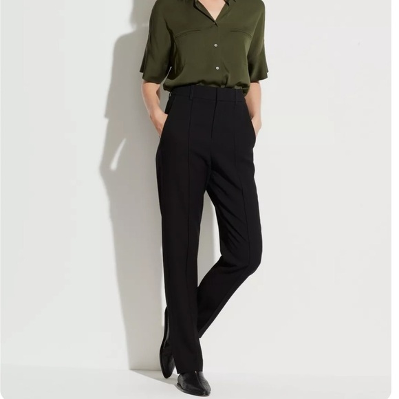 VINCE Black High Waist Tailored Wool Pant